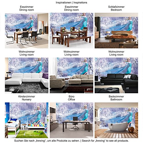 Vlies Fototapete PREMIUM PLUS Wand Foto Tapete Wand Bild Vliestapete – Eiskönigin Elsa Anna Vektorgrafik Disney Mädchen Kindertapete – no. 2766, Größe: 416 x 254cm Vlies - 6