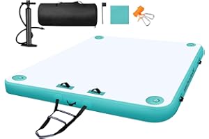 BSTECIAR Muelle Flotante Inflable con Escalera, Plataforma Flotante con Bomba, Isla Flotante con Superficie Antideslizante para Muellepara Piscina, Playa, Océano