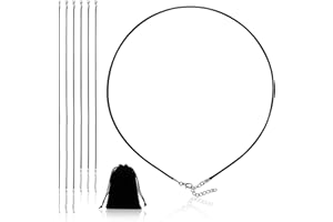 TIETOY 6 Pcs 2mm Leather Necklace Cord Black Chain Necklace Chains Fine Soft Rope Long Necklace Ropes with Silver Clasp Wax Rope Chain Pendant Jewellery Gift for Men Women Girls Boys (50/60cm)