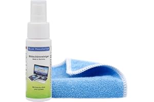 Blum Manufaktur Bildschirmreiniger 1x 50ml + 30x30 cm Mikrofasertuch Supersoft 365GSM - Screen Cleaner - Display Reiniger - Absolut streifenfreie Reinigung von Handy, Laptop, PC, TV (50 ml)