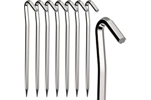 HOINYA Tent Pegs 8 PCS 18cm Metal Heavy Duty Tent Hooks Aluminum Alloy Rust Free Camping Tent Ground Pegs for Tarpaulin Football Net Marquees Hiking Traveling Beach and Outdoor