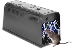 AICHARYNIC Trampa para ratas eléctrica, trampa para ratón eléctrica, trampa de ratón eléctrica Extra grande 5000 V, trampa electrónica para ratas, trampa de ratón profesional adecuada para eliminar ratones