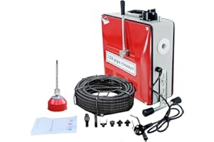 SUDEG Elektrische Rohrreinigungsmaschine,900W Rohrreiniger,400U/min rohrreinigungsspirale,Doppelriemengetriebe mit 6 Bohr- und Schneidköpfe für Sewer Badewanne