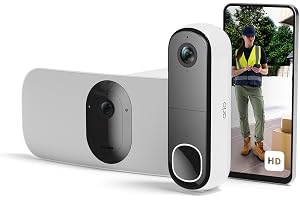 Arlo HD trådlös videoporttelefon och Floodlight 2K WiFi-kamera Vit - Smart hemskydd, mörkerseende, rörelsedetektering, tvåväg