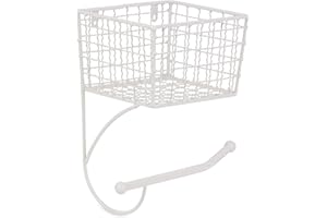 DII Decorazione rustica per il bagno, contenitore in metallo, porta carta igienica, bianco antico