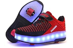 KOWO Scarpe LED,Scarpe da Skateboard a LED Light-UP,per Ragazze Unisex per Bambini,Ruote Doppie Singole,Luce 7 Colore Ricaricabili USB,Scarpe da Cross Sportive All'aperto