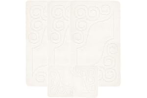 EMMAHOME ROMANY GYPSY WASHABLE 4PCS MAT/RUG SET, CARAVAN/MOBILE HOME TOURER SIZES, 67X120CM Pratt (Cream)