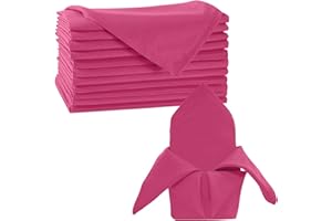 Trimming Shop 20 Inch Fuchsia Polyester Table Napkins, 50x50cm Square, Reusable, Wrinkle-Resistant Cloth Napkins for Dinner Parties, Events, Weddings, Restaurants & Hotels, 20pcs