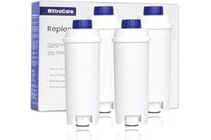 XtraCare Filtro Addolcitore per Delonghi Macchina Caffè, Filtro Acqua Addolcitore con Cartucce a Carbone Attivo, Adatto per DLS C002, DeLonghi Magnifica, Dinamica e ECAM, ESAM, ETAM (4 Pezzi)