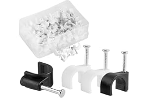 MutecPower Assortiment de 400 pièces Attaches câbles - Ronde avec ongle en Acier Diamètre de 6mm 7mm 8mm 10mm Couleur Blanc - Noire Ensemble Organisateur usable pour Domicile, au Bureau, à l'atelier