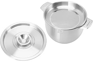 MOKERNALI Pot De Filtre à Huile, Bidon De Graisse Domestique En Acier Inoxydable De 2,8 L Avec Filtre à Mailles Fines Pour Huile De Cuisson, Huile De Friture(Argent)