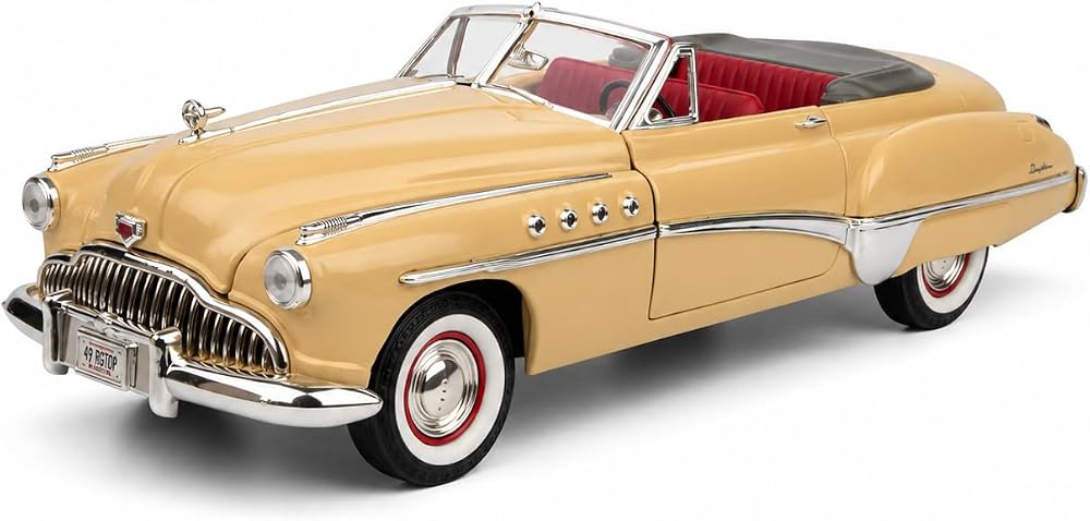MOTORMAX 1:18 1949 Buick Roadmaster Model Araba, Koleksiyonluk Diecast Klasik Amerikan Araç Modeli, Detaylı Metal Oyuncak ve Sergileme Arabası MM-73116 (metalik sarı)