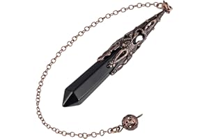 Nupuyai Vintage Crystal Point Dowsing Pendulum for Healing Divination Scrying, Hexagonal Gemstone Pendant Pendulum with Chain