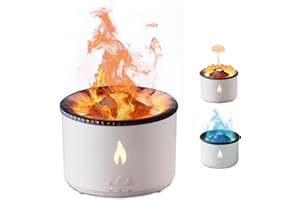 SHANNA Volcano Humidifier Flame Aroma Diffuser: Ultrasonic Essential Oil Scent Diffuser 300ml Large Capacity 2-in-1 Essential Oil Diffuser with Function Timer for Bedroom Home Office(No Remote Control)