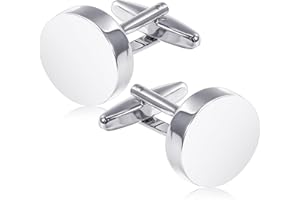 Ouligay Cufflinks for Men, Metal Men's Cuff Links, Silver Tuxedo Cufflink, Classic Groomsmen Cufflinks Wedding Cuff Links for Father Husband Boyfriend Business Anniversary Birthday