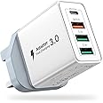 Aioneus USB C Plug,40W Multi USBC Plug UK PD Power Adapter + QC Wall Charger,Fast USB C Charger Plug for iPhone 16 15 14 Pro Max 13 12 11 SE 2020 XS XR,Samsung S24 S23 S22 Note 20 A71 A53 A52,iPad etc