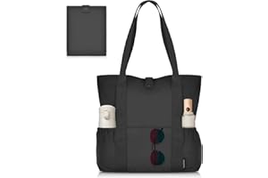 HOMESPON Foldable Beach Tote Bag for Women with Zip and Pockets Large Waterproof Handbag for Travel Pool Shopping Holiday Gym