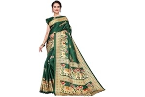 Satrani Damen-Sari aus Polyseide mit ungenähtem Blusenteil