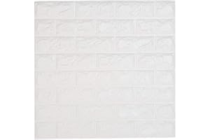 ANHIOK 5 PCS Ladrillo 3D Adhesivo Pared Blanco, DIY Papel Pintado Pared Decorativo Autoadhesivo Impermeable 60 CM x 60 CM