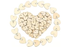 Amosfun Herzförmige Holzherzen 100 Stück 3X3X0.1 Zoll Mit Loch Für Hochzeit Gästebuch Dekoration Und Diy Bastelprojekte Kleine Holzscheiben Für Festliche Anlässe