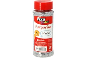 Fixo Kids - 39075 - Frasco de purpurina color plata metalizado. 100 gramos.