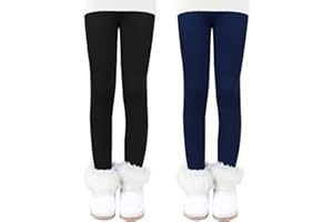 Auranso Thermo Leggings Mädchen Kinder Warme Gefüttert Leggings Winter Thermohose 2er Pack