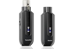 XIAOKOA Wireless Transmission System, 2.4G Wireless Transmitter Receiver, XLR Wireless Transmitter for Dynamic Condenser Microphone, for Audio Mixer and PA System