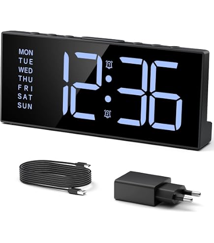 Bigben – Réveil Double Alarme à Affichage LED, Avec Changeable Face Dinosaure, Sons Originaux, Snooze, Volume Réglable