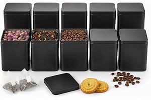 MUXHEL 10 stycken teburkar, teburkar för löst te 100 g, te förvaring löst te, Earl Grey, teburk – 8 x 8 x 11 cm också perfekt