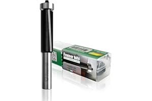 Fraiser Fraise à affleurer avec roulement supérieur – 2 arêtes droites en carbure, diamètre 12,7mm, hauteur de coupe 25mm, queue 8mm – pour défonceuse et affleureuse