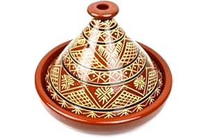GENERISCH Tajine, Original aus Marokko, Tontopf zum Kochen, für 4-5 Personen, handgetöpfert aus Marrakesch, glasiert, Tagine Tajin kaufen, Gartopf, Schmortopf, Marokkanische Tajine 30cm, Handmade aus Marokko