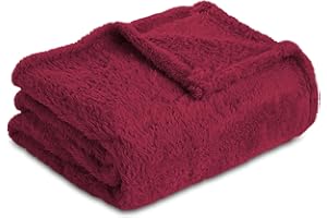 Homebliss Coperta Plaid in Pile 130 x 150 cm, Coperta Singola Flanella- Coperta Oeko-TEX®, Coperta in Pile per Divano e Letto, Lenzuolo Sopra Flanella,Coperta Morbida-Bordeaux