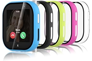 Bigqin 5 Stück Schutzhülle Kompatibel mit Xplora X6 Play Kids (Nicht für X6 Play Gen 2), Hart PC Hülle mit Displayschutzfolie, HD Case Cover mit gehärtetem Glas - Rosa/Schwarz/Blau/Transparent/Grün