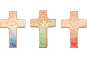 IMIKEYA Wood Catholic Crucifix Cross Holy Wall Cross Wooden Cross Holy Land Market Standing Table Altar Cross Modern Religious Home Decor 3pcs (Random Style )