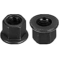 sourcing map M12 Flange Hex Nuts, 2pcs Grade 12.9 Carbon Steel Black Oxide Finished Hex Flange Nuts for Machinery