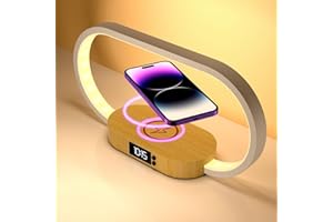 m zimoon Lampada da comodino con caricabatterie wireless veloce, lampada da camera da letto con orologio, lampade da tavolo per comodino, lampade touch per camera da letto, 3 modalità colore