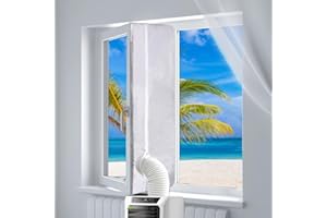 Junhui Fensterabdichtung Klimaanlage, Fenster Dichtung für Mobile Klimaanlagen, Klimaanlage Fensterabdichtung 400CM, Ohne Bohrlöcher Selbstklebend, Weiß