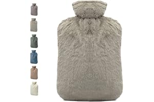BICAREE Hot Water Bottle with Cover, 2L PVC Hot Water Bag for Neck, Shoulder Pain and Hand Feet Warmer, Menstrual Cramps, Hot Compress and Cold Therapy(Greyish Green)