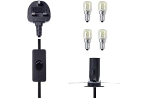 KC CABLE Himalayan salt lamp replacement light fitting e14 bulb holder, 6FT Salt Lamp Spare Power Cord Cable with ON/OFF switch 303# and 4 Bulbs (ON/OFF switch)
