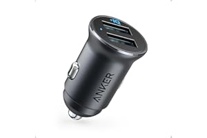 Anker Caricatore Auto Mini 24W 4.8 A Doppia USB Metallo, Adattatore Auto PowerDrive 2 Alloy Flush Fit LED blu, per iPhone XR/XS/X/8/7/6/SE, iPad Pro/Air 2/Mini, Samsung Galaxy, Huawei, Xiaomi