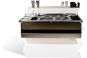 Kloris Cocktail Station Bancone Bar Postazione Barman Made in Italy, cm 145x88x110 h con illuminazione LED