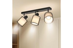 Doughelec Plafoniera Lampada da Soffitto 3 Faretti Orientabili, Nero Faretti da Soffitto Faretto da Parete Vintage Plafoniera 3 Luce E14 bianco caldo Muro per Soggiorno Cucina, Lampadina Non Inclusa