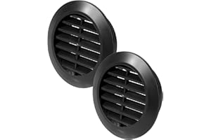 Vent Systems 60 mm / 2.36" Inch - Pack of 2 Black Door Air Register - Ventilation Grille - Indoor Vent Grates - Bathroom, Cabinet, Garage Through The Door Vent Cover