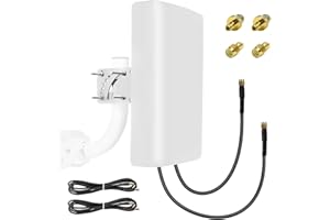 Maswell 4G 5G Directional 2X2 MIMO Antenna Outdoor, High Gain 10dBi, 700-3800MHz Cellular Signal Enhancer with 10km Range, SMA-Male LMR240 Equivalent Cables & TS9/RP-SMA