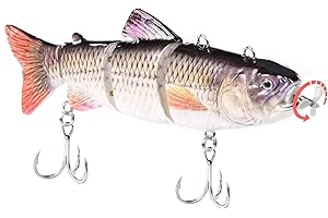 HADORAM Robotic Swimming Electric Fishing Lures 5.12" USB Rechargeable LED Light Wobbler 4 Segment Multi Jointed Swimbaits Hard Lures Fishing Tackle