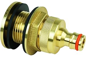 GASMIS Regentonnendurchführung 3/4" AG mit Hahnstück, Tankdurchführung Fassverschraubung 26,4mm Aussengewinde - Made in Italy - Inkl. 2 Dichtungen, 1 Stück