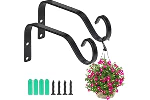 2 Pièces Crochet Mural Support Plante Suspendue,Crochet de Suspension Murale pour Plante,Support Plante Mural Balcon avec Vis,Supports Suspension Plantes Lanternes pour Mangeoires à Oiseaux,Plantes