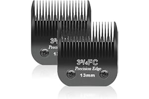 BESTBOMG Lame de rechange pour toilettage de chiens,Compatible avec Les séries Heiniger/MOSER Max45 /Andis/Oster A5/Wahl 10KM Series Tondeuse pour Chien,Taille 3F 1/2" (13mm) Longueur de Coupe,2 unité Noir