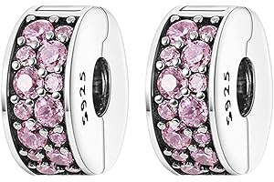 Amuefer 2Pcs Clip Charms pour Bracelets et Colliers, Argent Sterling Charme Saint Valentin Noël Anniversaire Bijoux Cadeaux pour Femme Fille Maman Épouse Amis