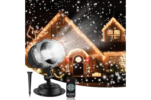 Projecteur de Lumières de Noël Extérieur, Projecteur de Lumières Flocons de Neige avec 4 Modes Projecteur de Chutes de Neige Étanche LED Lampe de Projection de Chutes de Neige Extérieur Décorations de